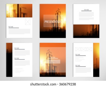 set templates for presentation slides. Graphic design of buildings