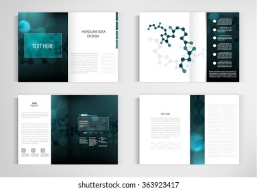 set templates for presentation slides. Graphic design of molecule structure