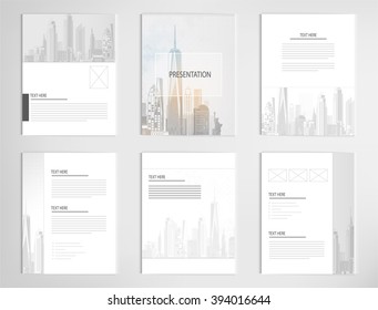 set templates for presentation slides. Graphic design of building background