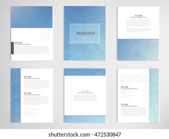 set templates for presentation slides. Graphic design of hexagons innovation and science concept business background vector design.