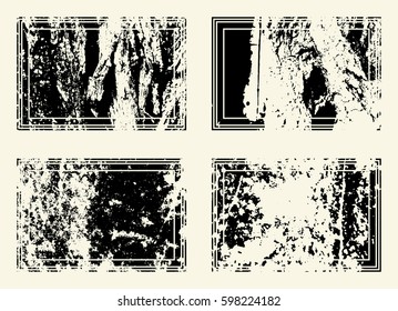 Set of templates of rectangle retro vintage grunge frames for greetings, promotion and price. Vector elements with scratched effect  for posters, sites, web, shops, websites, labels, design.