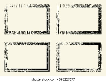 Set of templates of rectangle retro vintage grunge frames for greetings, promotion and price. Vector elements with scratched effect  for posters, sites, web, shops, websites, labels, design.