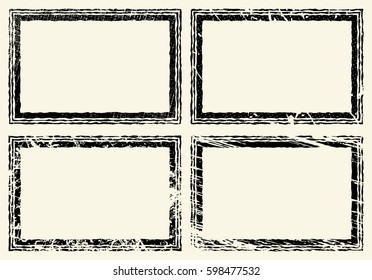 Set of templates of rectangle retro vintage grunge frames for greetings, promotion and price. Vector elements with scratched effect  for posters, sites, web, shops, websites, labels, design.