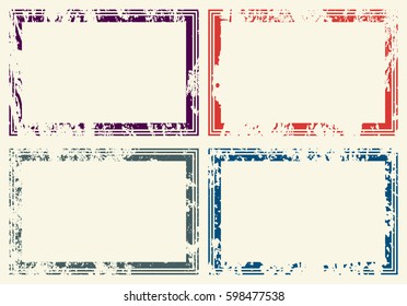 Set of templates of rectangle retro vintage grunge frames for greetings, promotion and price. Vector elements with scratched effect  for posters, sites, web, shops, websites, labels, design.