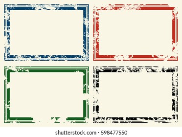Set of templates of rectangle retro vintage grunge frames for greetings, promotion and price. Vector elements with scratched effect  for posters, sites, web, shops, websites, labels, design.