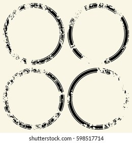 Set of templates of round retro vintage grunge frames for greetings, promotion and price. Vector elements with scratched effect  for posters, sites, web, shops, websites, labels, design.