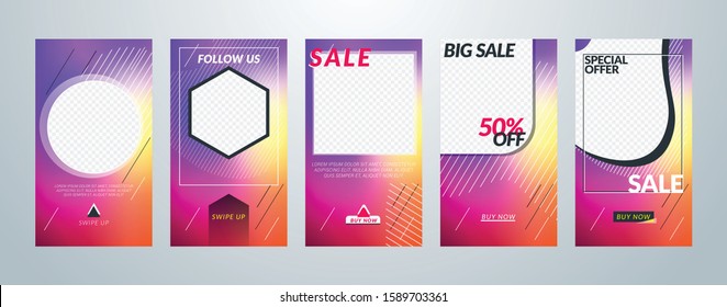 Set of templates for social media stories. story template. Vector colorful illustration