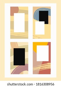 Set of templates for social media stories. Watercolor, paint, ink. Vector illustration.