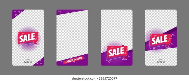 set of templates for social media stories. used for sales presentations, discounts, invitation posters, mobile apps. easy to edit for instagram mockup.