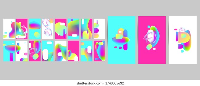 Set of templates for social media in the style of Minimal covers design. Colorful halftone gradients. Future geometric patterns. EPS10 vector