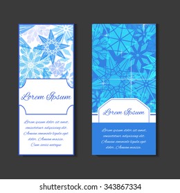 Set templates with space for text and background with snowflakes for letterheads, flyers, coupons, and your design