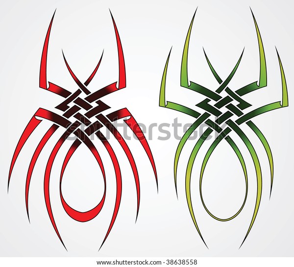 Set of
templates of spiders for tattoos and
design