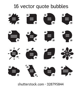 Set of templates of square quote text bubble in various views. Motivation quote. Vector