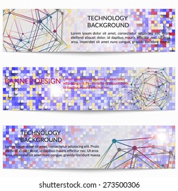 Set of templates technology scientific banners. Modern stylish graphics. Vector illustration.