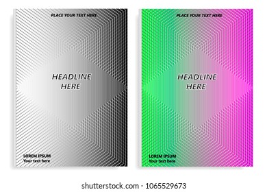 A set of templates of two books with an abstract design of covers and realistic shadows. Templates of books and design of covers are in different layers. Vector illustration.