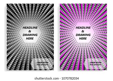 A set of templates of two books with an abstract design of covers and realistic shadows. The color is gray and magenta.Templates of books and design of covers are in different layers. Vector eps10.