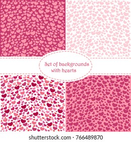 A set of templates Valentine's Day. Endless pink backgrounds with hearts. For paper, textile, postcards, wedding