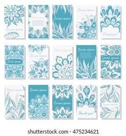 Set of templates. Vector floral background for greeting card, business card, flyers