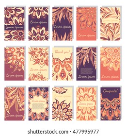 Set of templates. Vector floral background for greeting card, business card, flyers