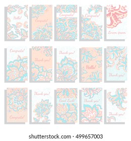 Set of templates. Vector floral background for greeting card, business card, flyers