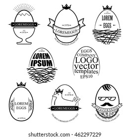A set of templates in vector graphics for the producer or farm eggs in different graphic styles