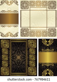 Set of templates of vector vintage decoration in different colors. Elegant vintage design   