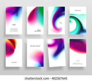 Set of Templates with Watercolor Splashes. Holi Paint Texture. Abstract Bright Colorful Banners Collection. Rainbow Colored Cards Design