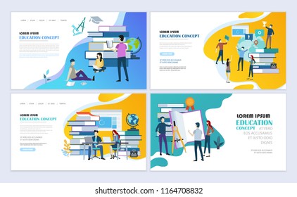 Set of templates web page design. Education, online education, e-learning modern flat design concept. Web page design for website and mobile website. Vector illustration.