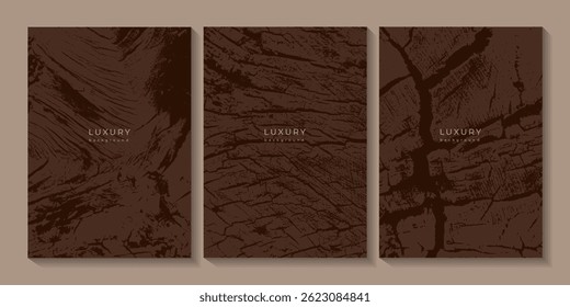 Conjunto de moldes com textura de madeira com fendas profundas. Textura grunge marrom com grão de madeira. Fundo ecológico natural para cartões de visita e cartazes