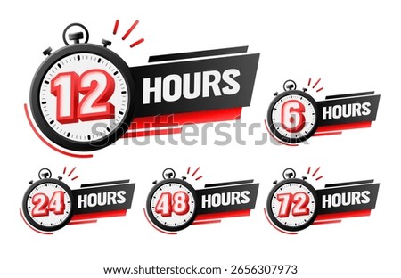 Set of temporary timers, hours of time left. Vector illustration