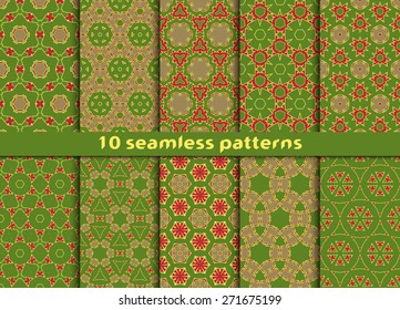 Set of ten abstract geometric seamless patterns. Stylish prints with Swatch for filling.