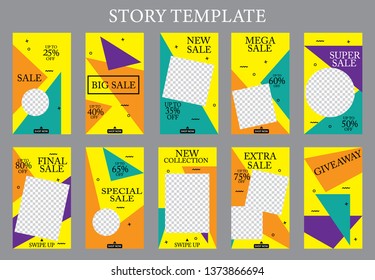 set of ten abstract vector banners for social networks stories.modern template design for web.