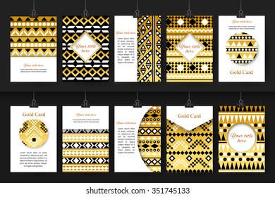 Set of ten arabic cards template. Vector illustration.