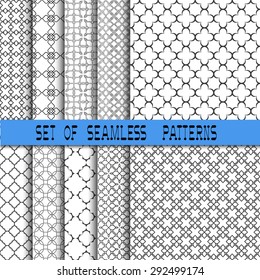 Set of ten Arabic monochrome seamless patterns. Vector EPS10