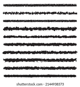 Set of ten black vector grunge ink brush strokes for your design.
