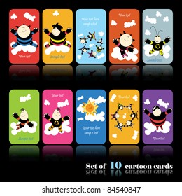 Set of ten cartoon cards