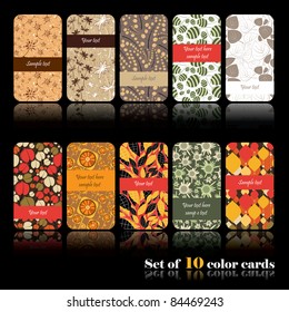 Set of ten colorful autumn cards