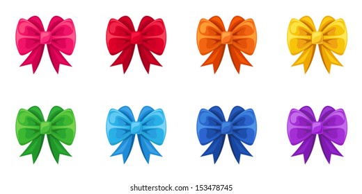 Set of ten colorful bows. Vector illustration.