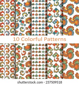 set of ten colorful patterns