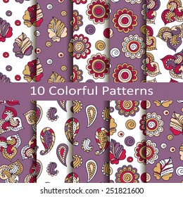 set of ten colorful patterns