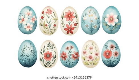 Set of ten colorful vector easter eggs