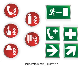 Set of ten commonly used emergency symbols.