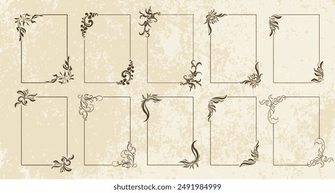 Set of ten decorative frames on a old-style background