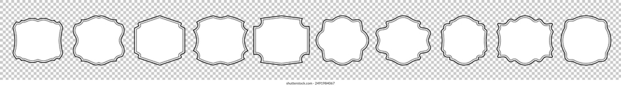 Set of ten decorative stylish frames with white background. Thickness of lines and color of backgrounds may can be edited