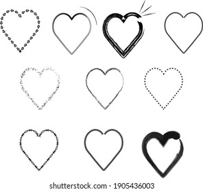 set of ten different hearts 
