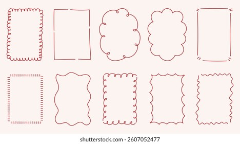 Set of ten elegant hand-drawn decorative frames
