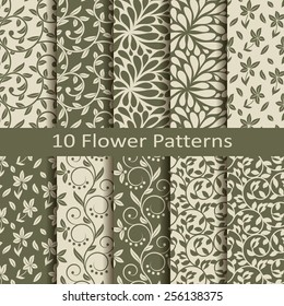 set of ten flower patterns