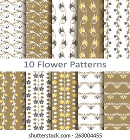 set of ten flower patterns