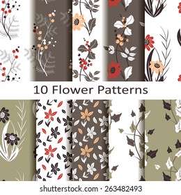 set of ten flower patterns