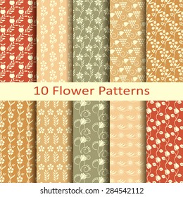 set of ten flower patterns